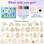 Worgree DIY Wooden Magnets, 36 pcs Wooden Art Craft Supplies Painting Kit - Image 3