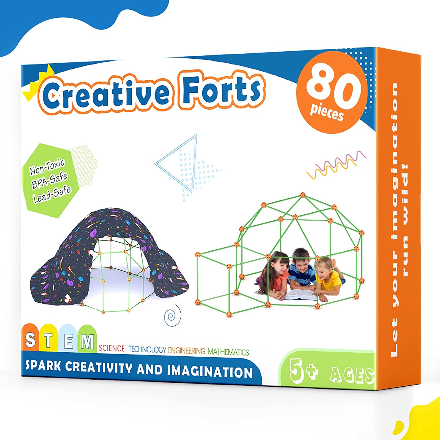 Tiny1.jpg Tiny Land Kids-Fort-Building-Kit-80 Pieces-Creative Fort Toy - Image 1