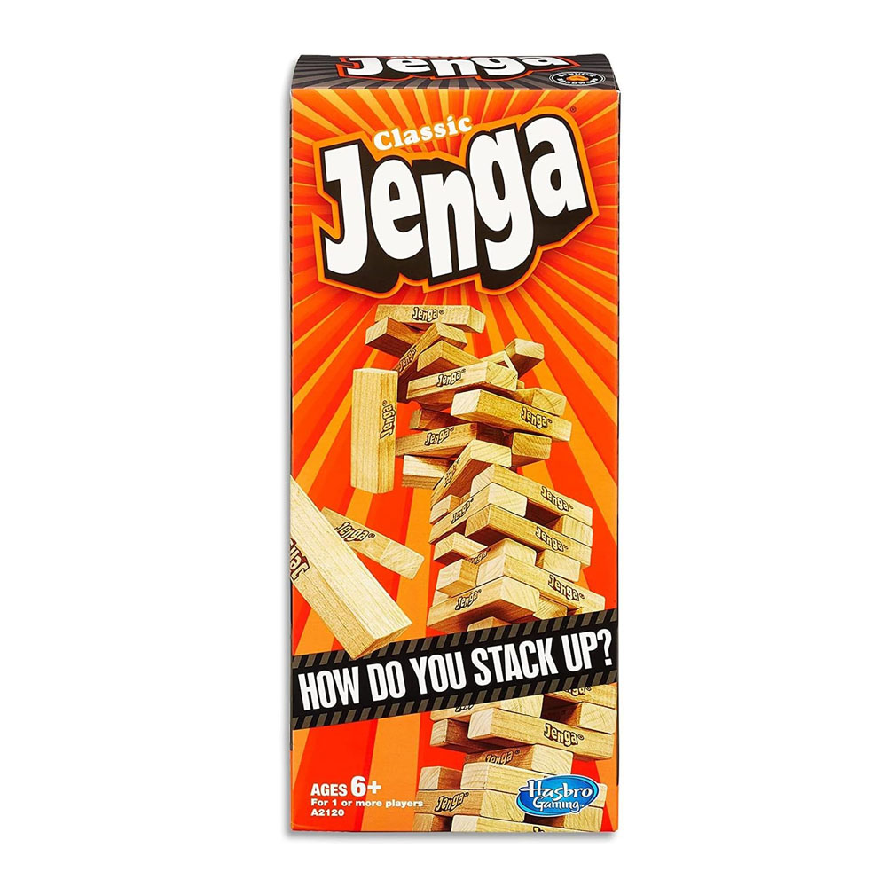 jen.jpg Hasbro Jenga Classic Game with Genuine Hardwood Blocks,Stacking Tower Game - Image 1