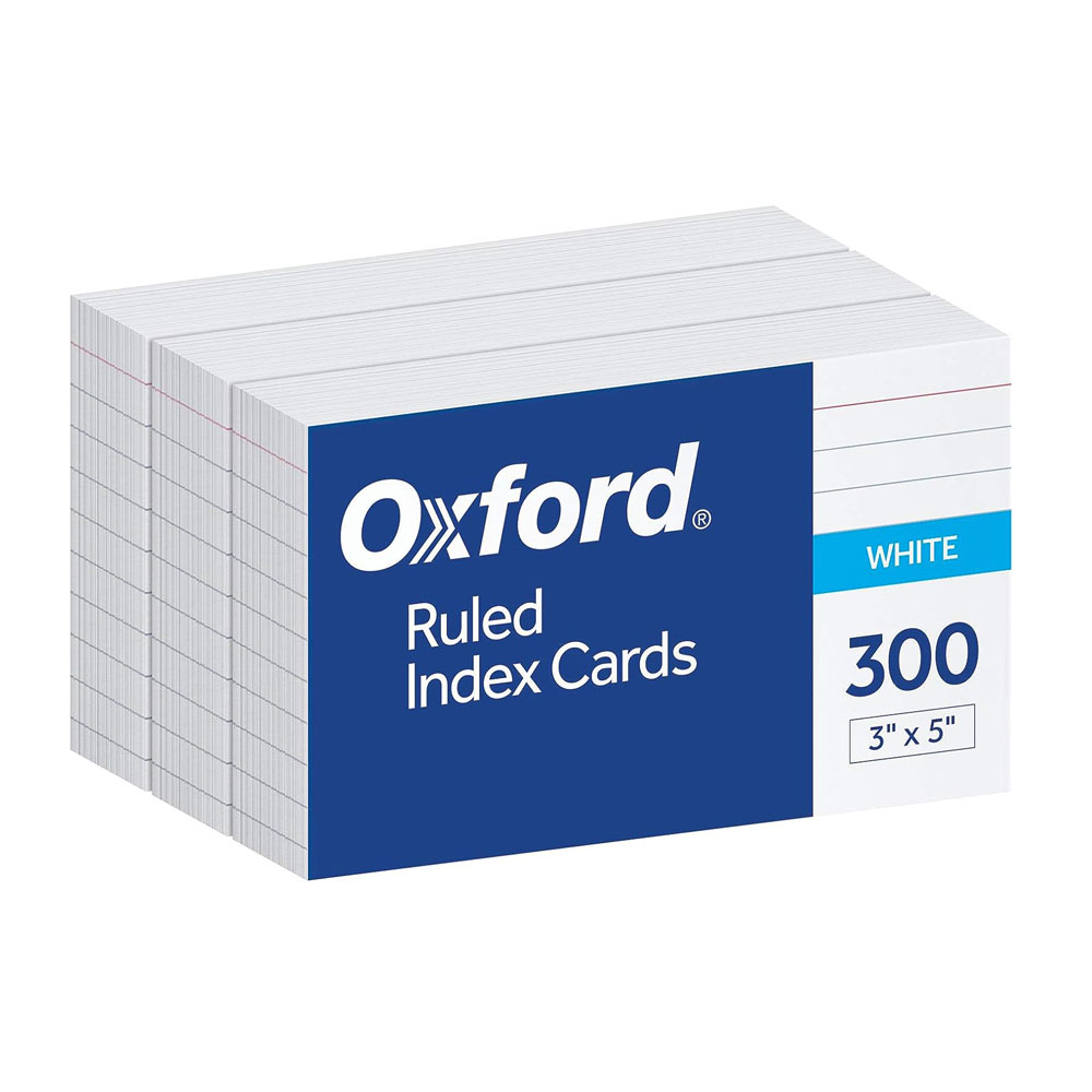 oxf1.jpg Oxford Ruled Index Cards, 3" x 5", White, Lined Index Flashcards - Image 1