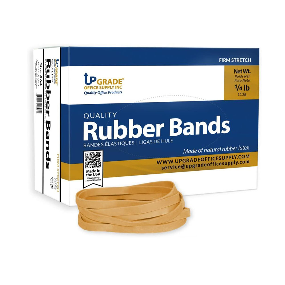 up.jpg Upgrade Office Supply Rubber Bands, (3-1/2" x 1/4"), Natural Crepe, Made in USA - Image 1